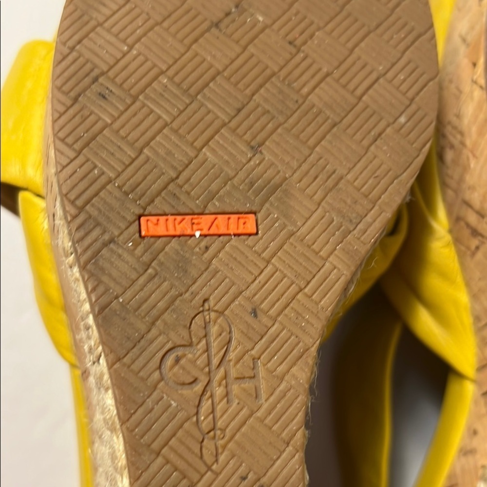 ☀️EUC Cole Haan Yellow Wedge Sandals size 8 ☀️ Cole Haan Yellow Wedge Sandals - Picture 7 of 14